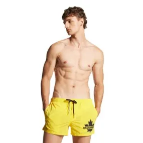 Costume Uomo Dsquared2 D7B5F5600 Leaf Boxer mare Yellow/Black Pantaloncino con logo PE24