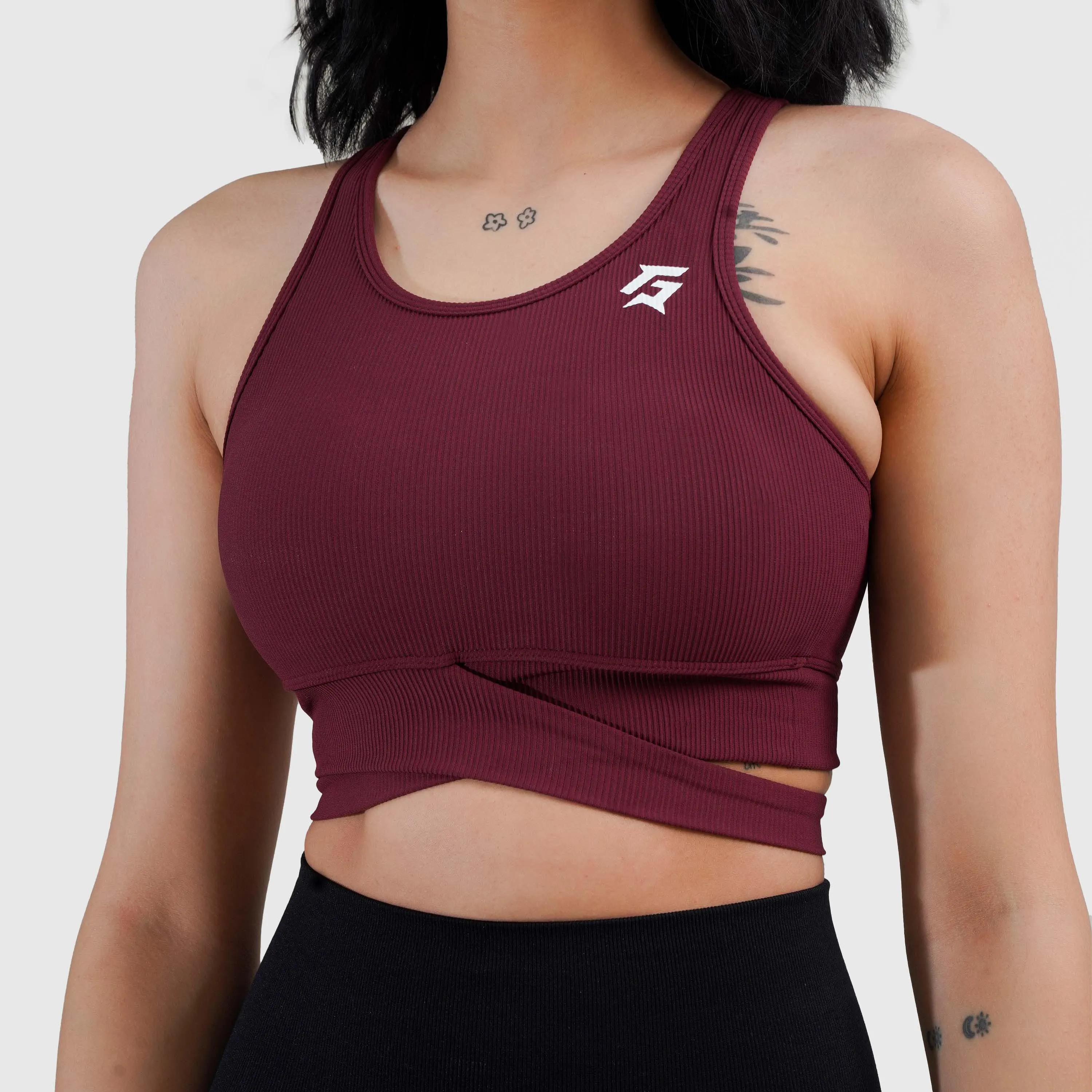 Cross Band Sports Bra (Maroon)