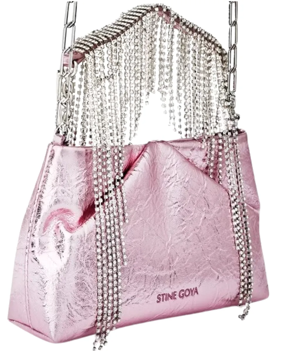 Cruz Crystal Fringe Crossbody Bag Pink