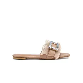 Crystal Brooch Round toe Sandal MY 316