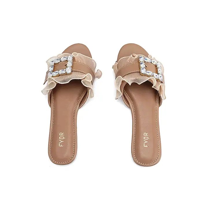 Crystal Brooch Round toe Sandal MY 316