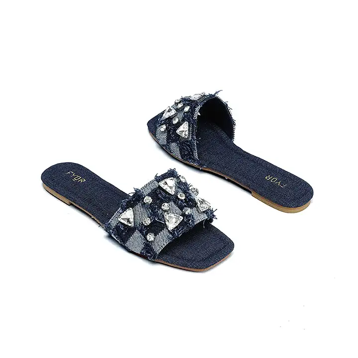 Crystal Embellished Denim Sandal MY 311