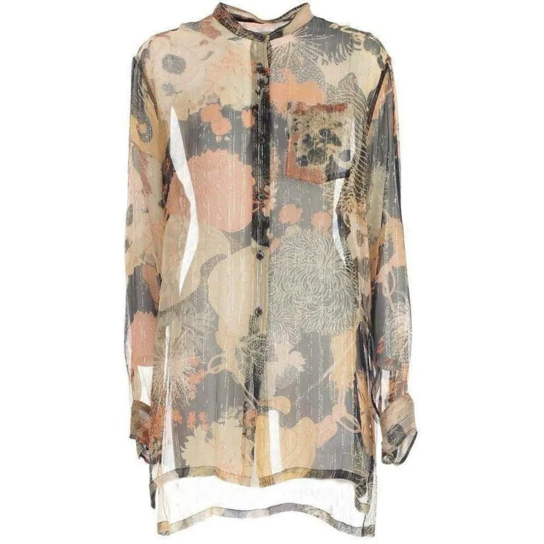 Dries Van Noten  |Flower Patterns Casual Style Silk Long Sleeves Office Style