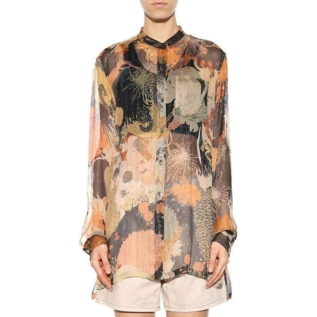 Dries Van Noten  |Flower Patterns Casual Style Silk Long Sleeves Office Style