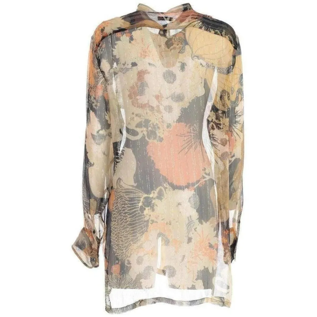 Dries Van Noten  |Flower Patterns Casual Style Silk Long Sleeves Office Style