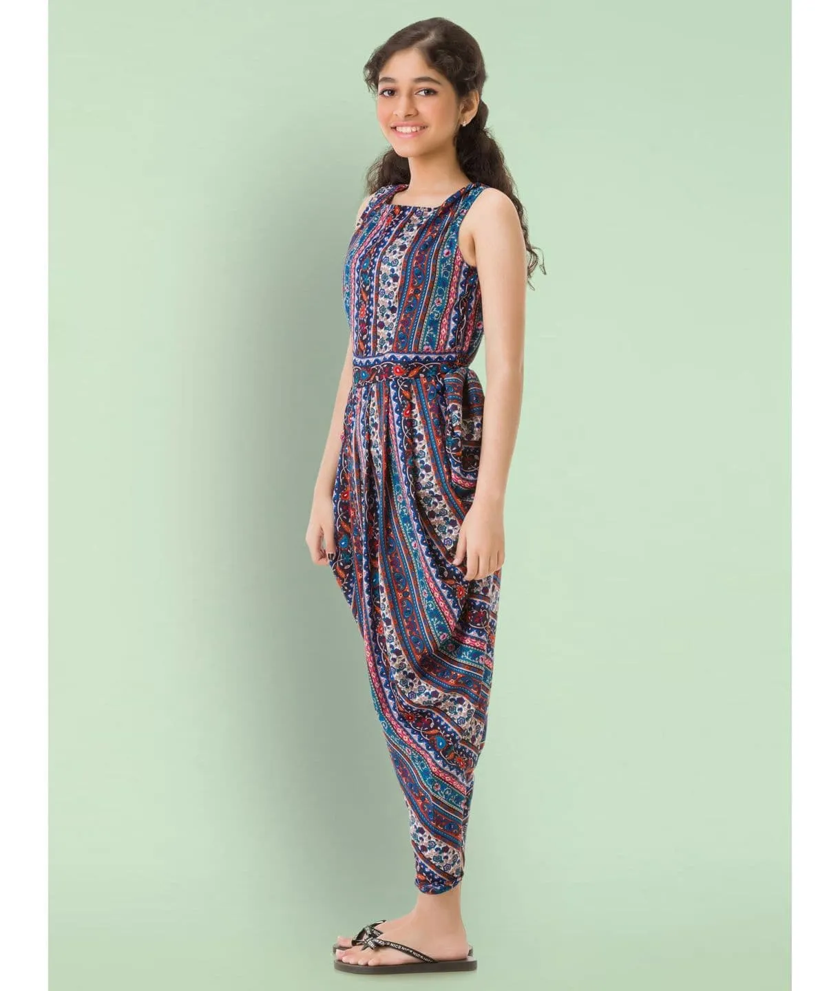 Elasticated Dhoti Jumpsuit for Girls