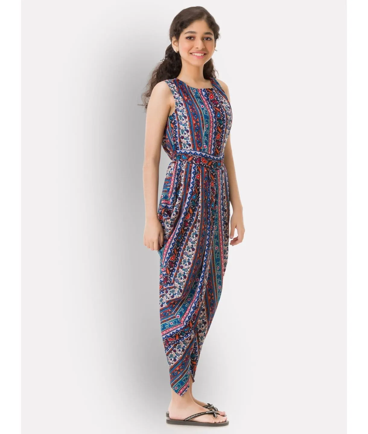 Elasticated Dhoti Jumpsuit for Girls