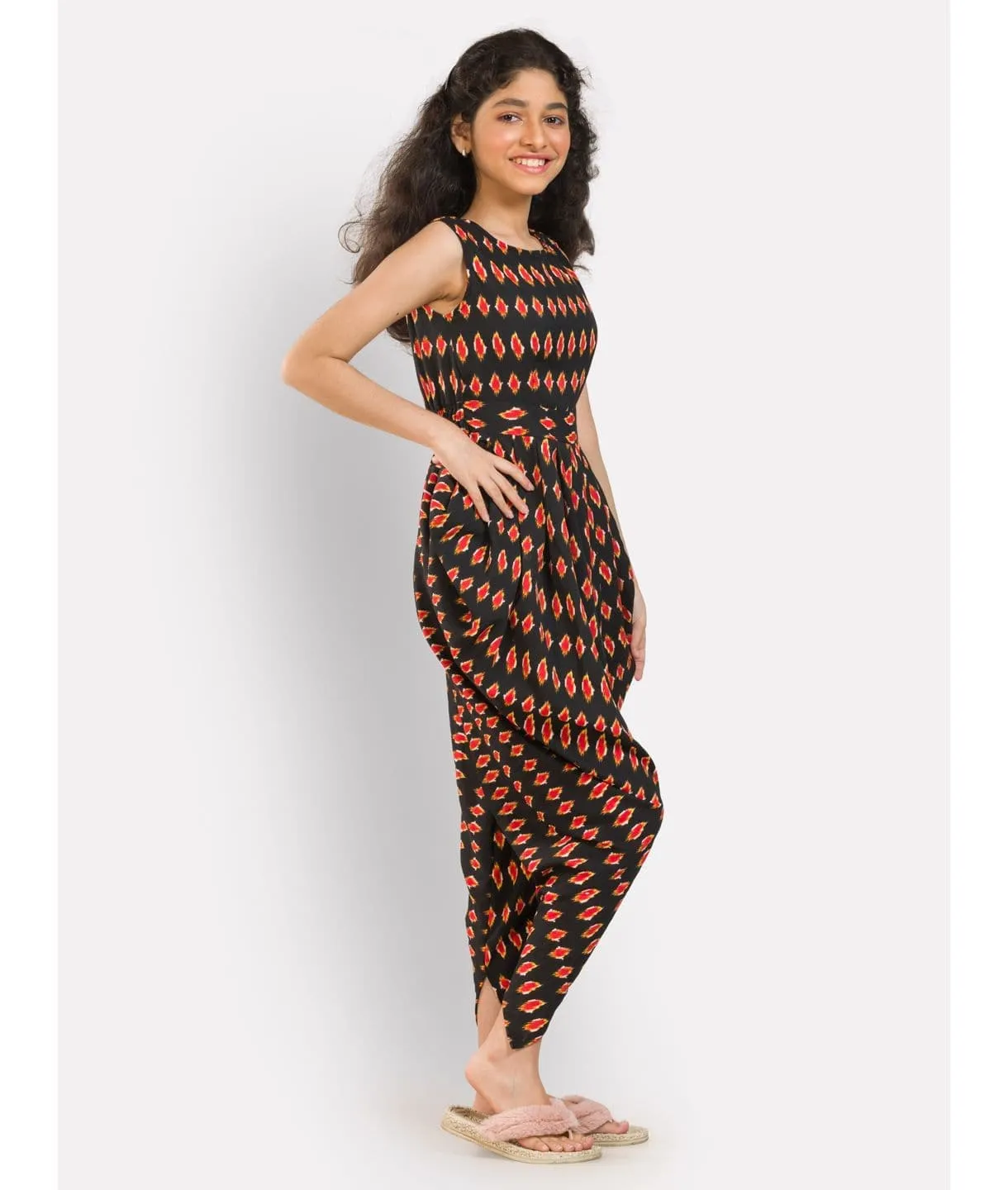 Elasticated Dhoti Jumpsuit for Girls