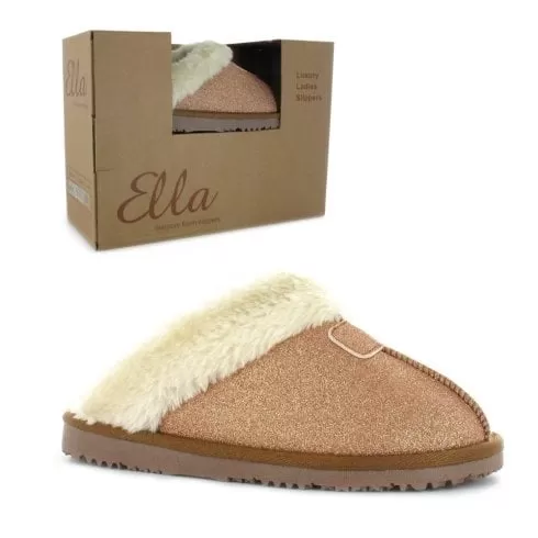 Ella Memory Foam Sparkle Rose Slipper