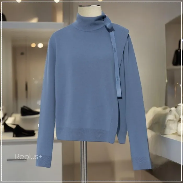 FENDI  |Casual Style Long Sleeves Plain High-Neck Office Style