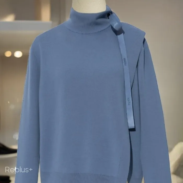 FENDI  |Casual Style Long Sleeves Plain High-Neck Office Style