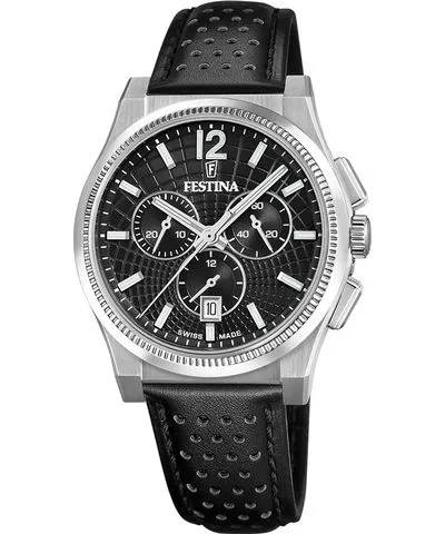 Festina Swiss Made RivÃ© Quartz Chronograph (42.5mm) Black Watch