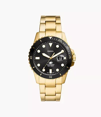 Fossil - Gold/Black Dive Three-Hand Date Watch