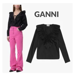 Ganni  |Casual Style Long Sleeves Plain Elegant Style