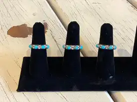 Genuine 4 stoneTurquoise Stacker Ring