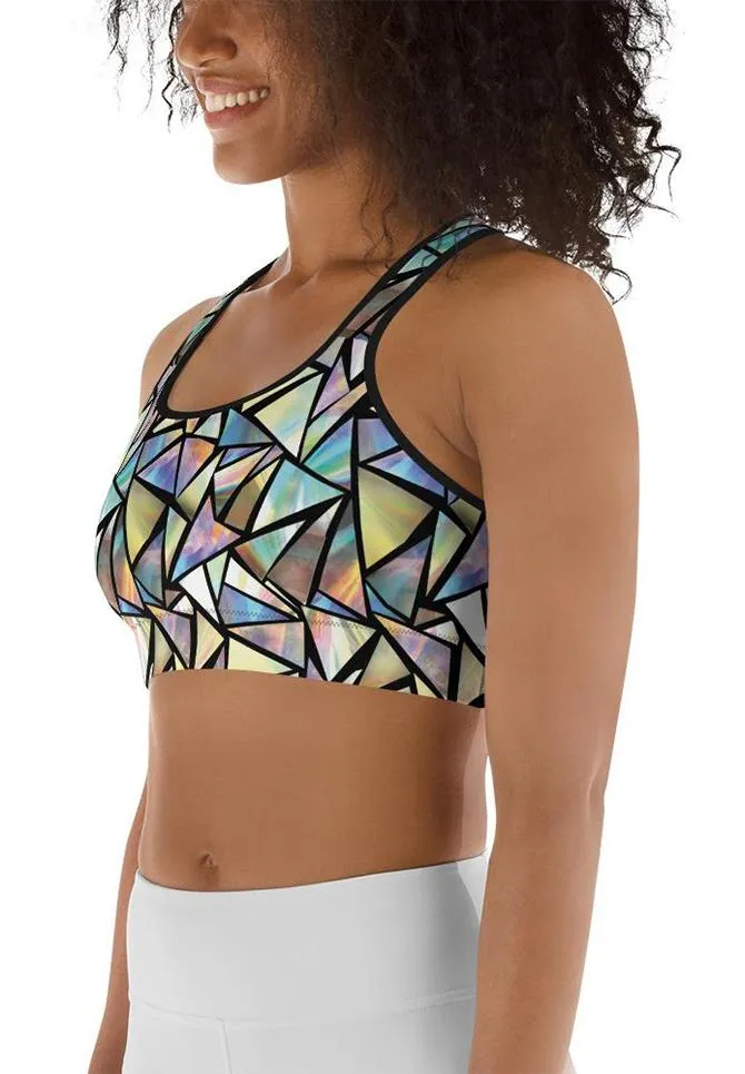 Geometric Mirror Glass Sports Bra