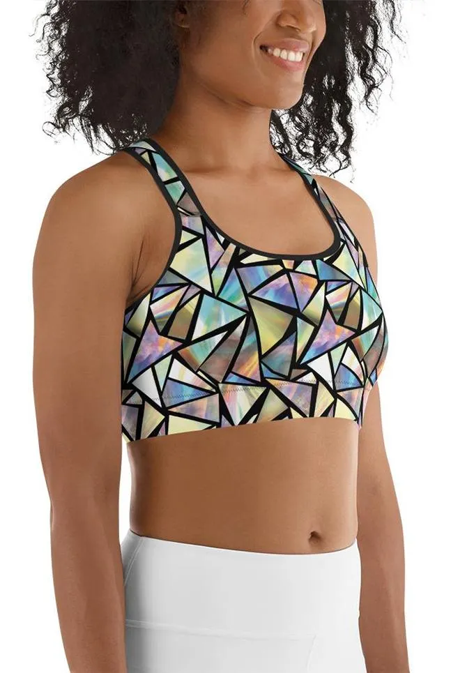 Geometric Mirror Glass Sports Bra