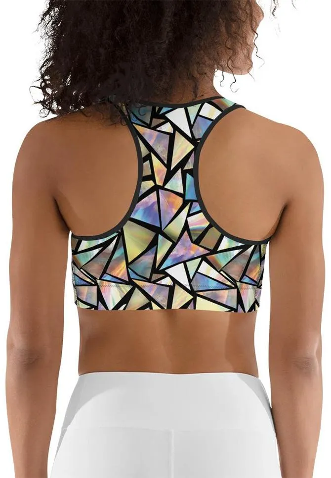 Geometric Mirror Glass Sports Bra