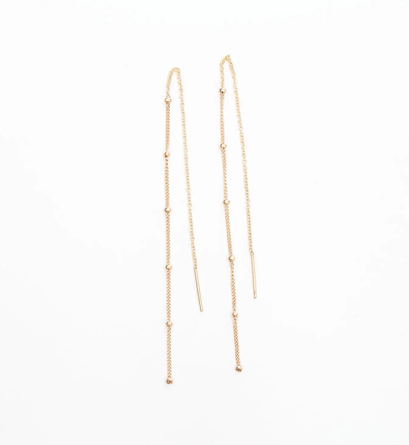 Gold Satellite Chain Threader Earrings