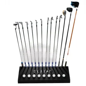 GolfBays Club Display Rack, Holds 14 Clubs & 9 Golf Balls , Indoor Golf Storage Organiser