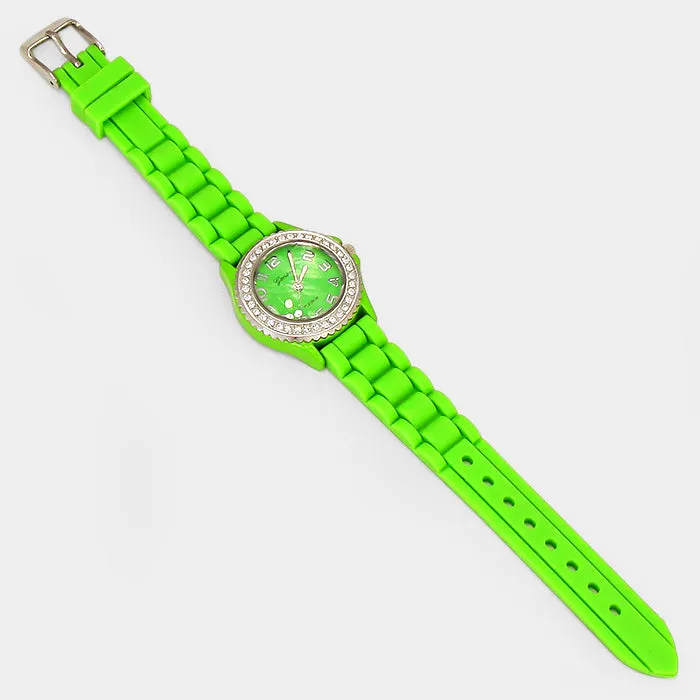 iLLASPARKZ CRYSTAL FRAME JELLY BAND FASHION WATCH