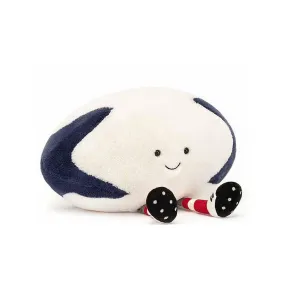 JELLYCAT Amuseable Sports Rugby Ball 23cm - White and Navy