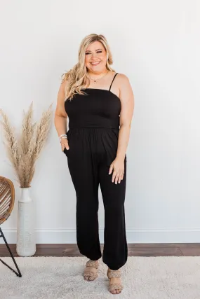 Jumping For Joy Jumpsuit- Black