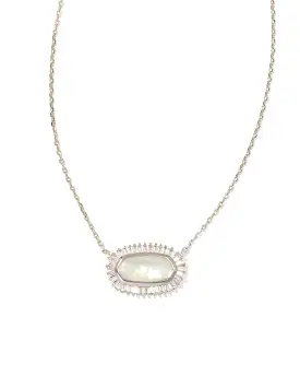 Kendra Scott Baguette Elisa Pendant Necklace Rodium Ivory Mix