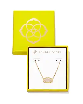 Kendra Scott Boxed Elisa Pendant Necklace in Gold Iridescent Drusy