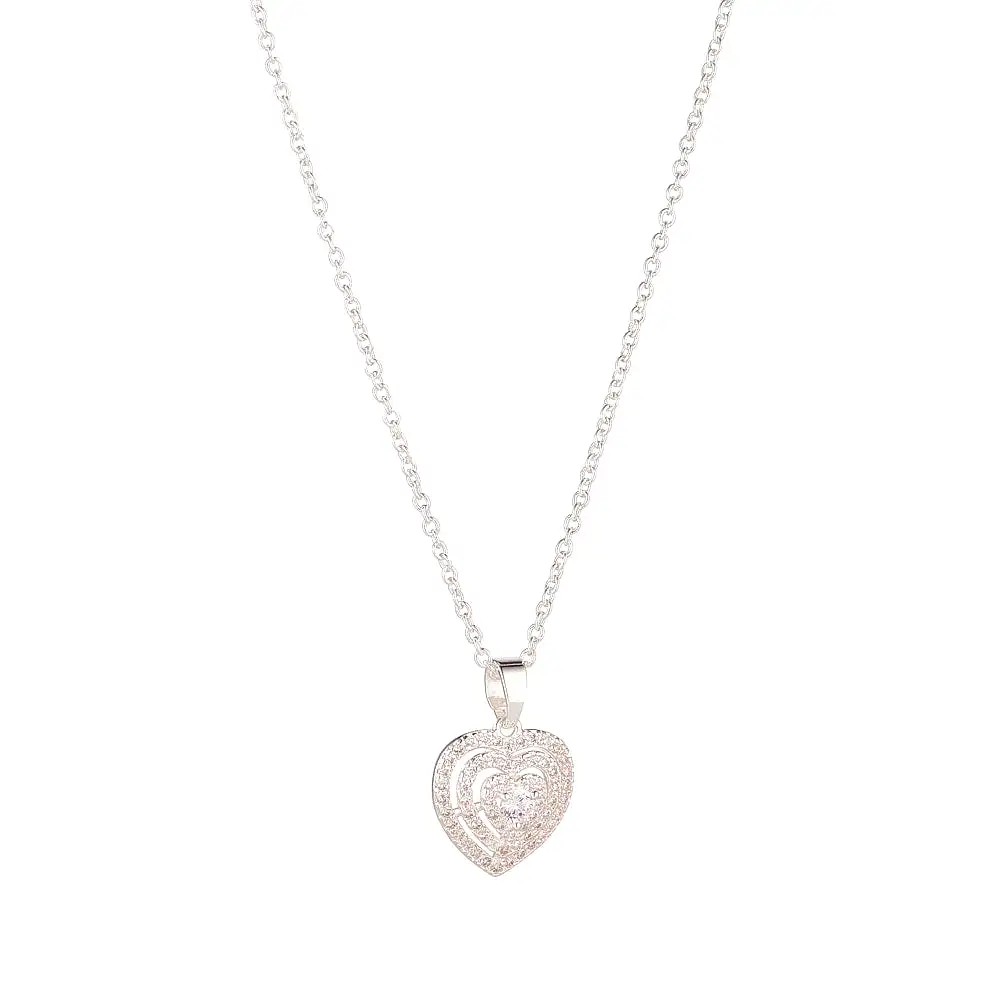 KNIGHT & DAY - Silver Micropave Heart Pendant