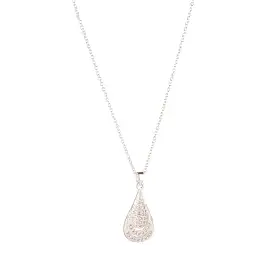 KNIGHT & DAY - Silver Micropave Teardrop Pendant Necklace