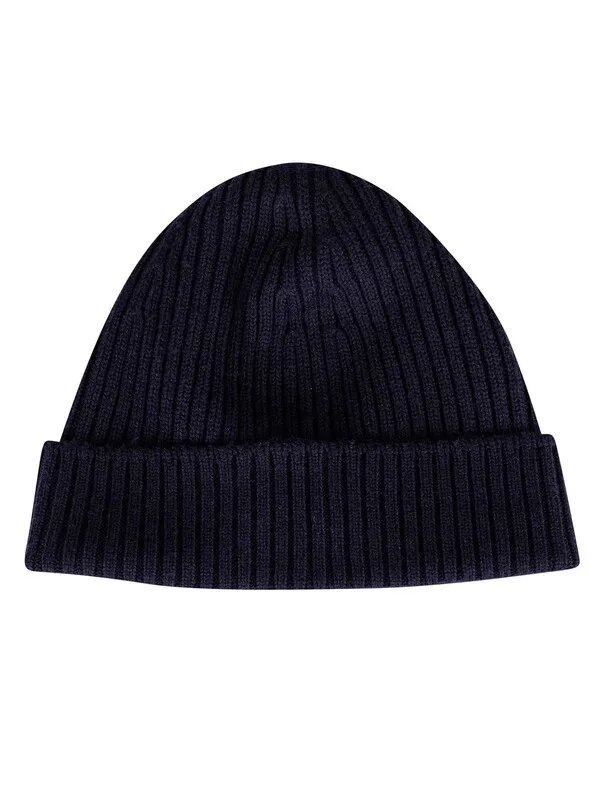 Lacoste Ribbed Embroidered Logo Beanie - Blue Marine