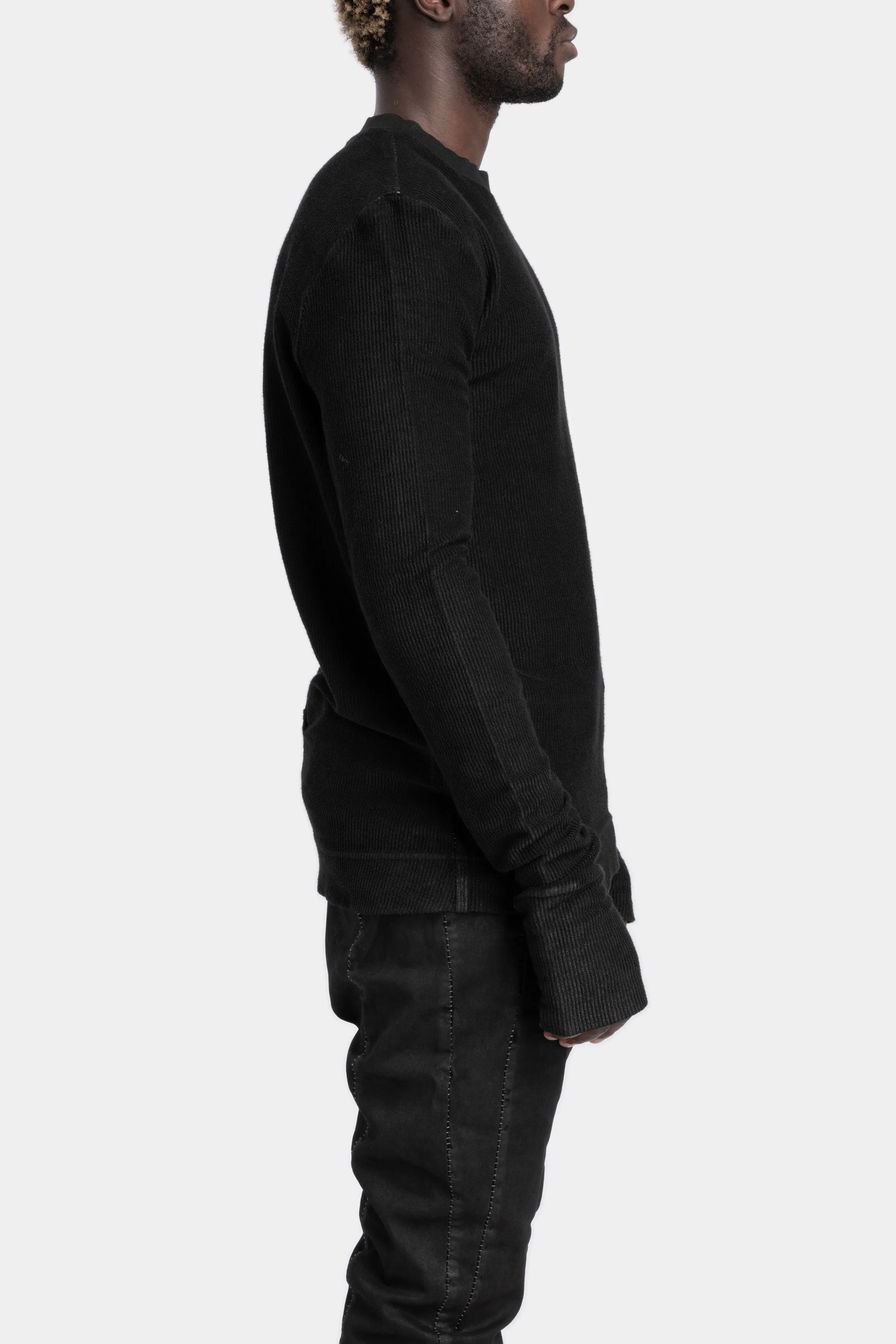 Leather effect ribbed cotton sweatshirt