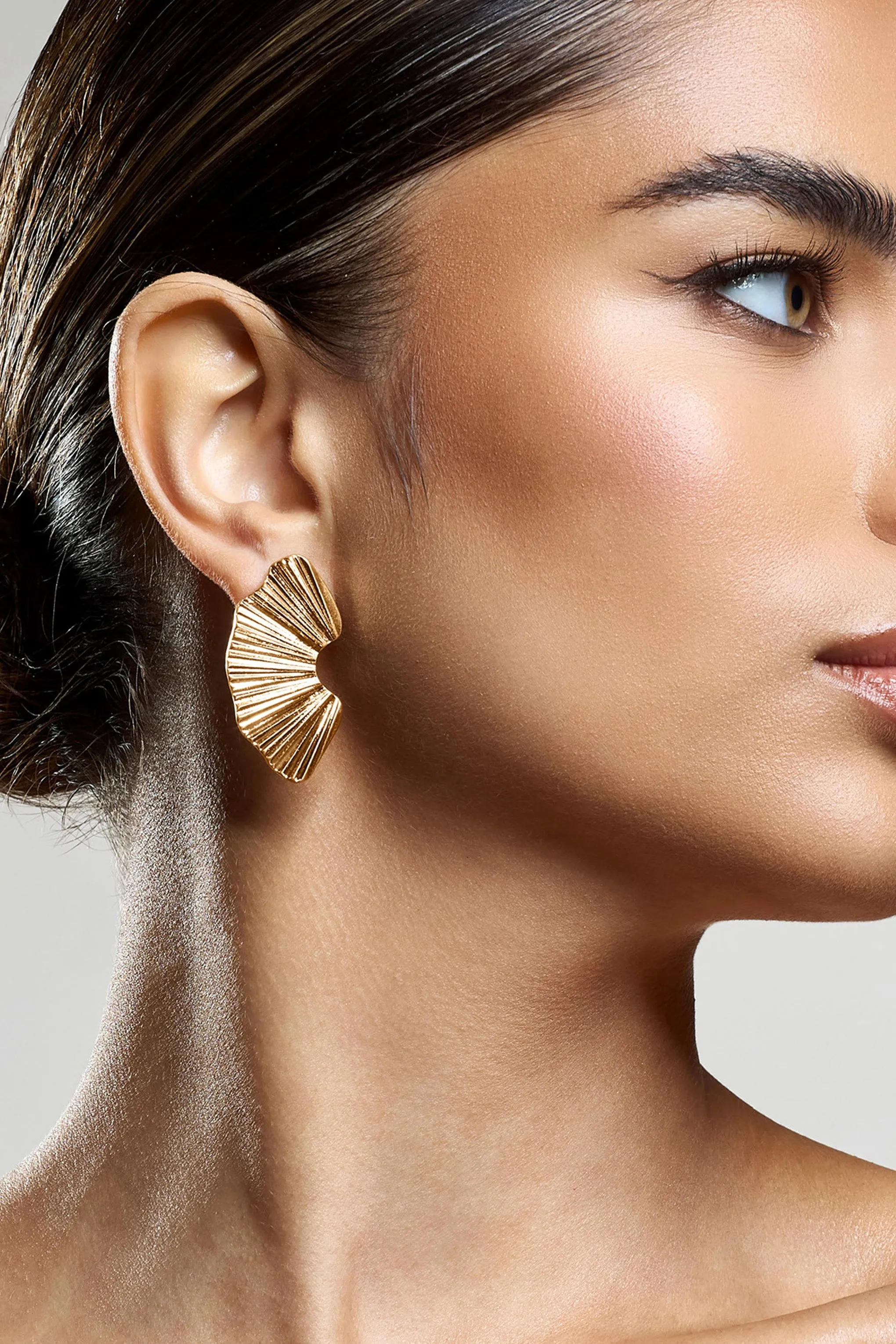 Lenten | Gold Abstract Ribbed Earrings