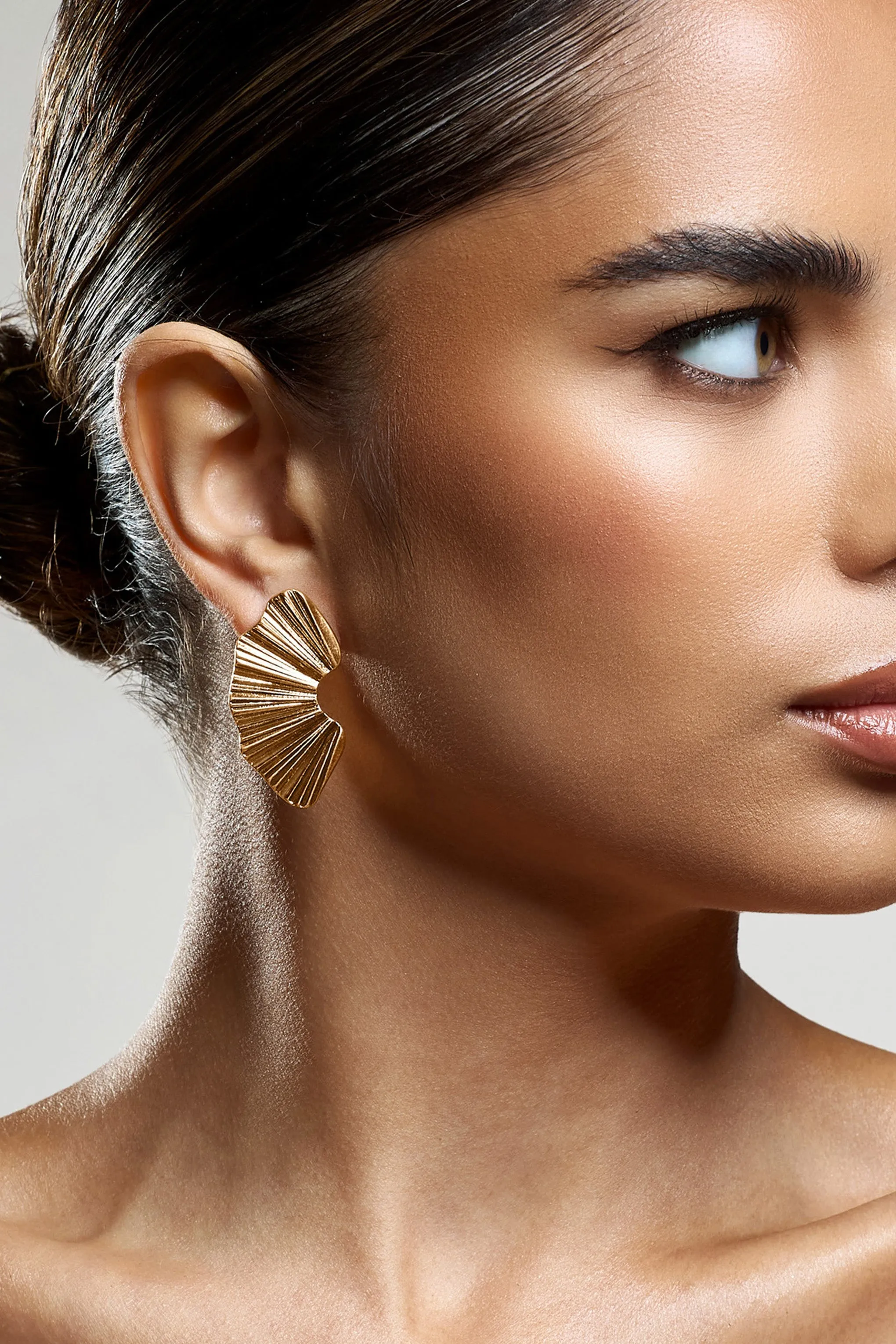 Lenten | Gold Abstract Ribbed Earrings