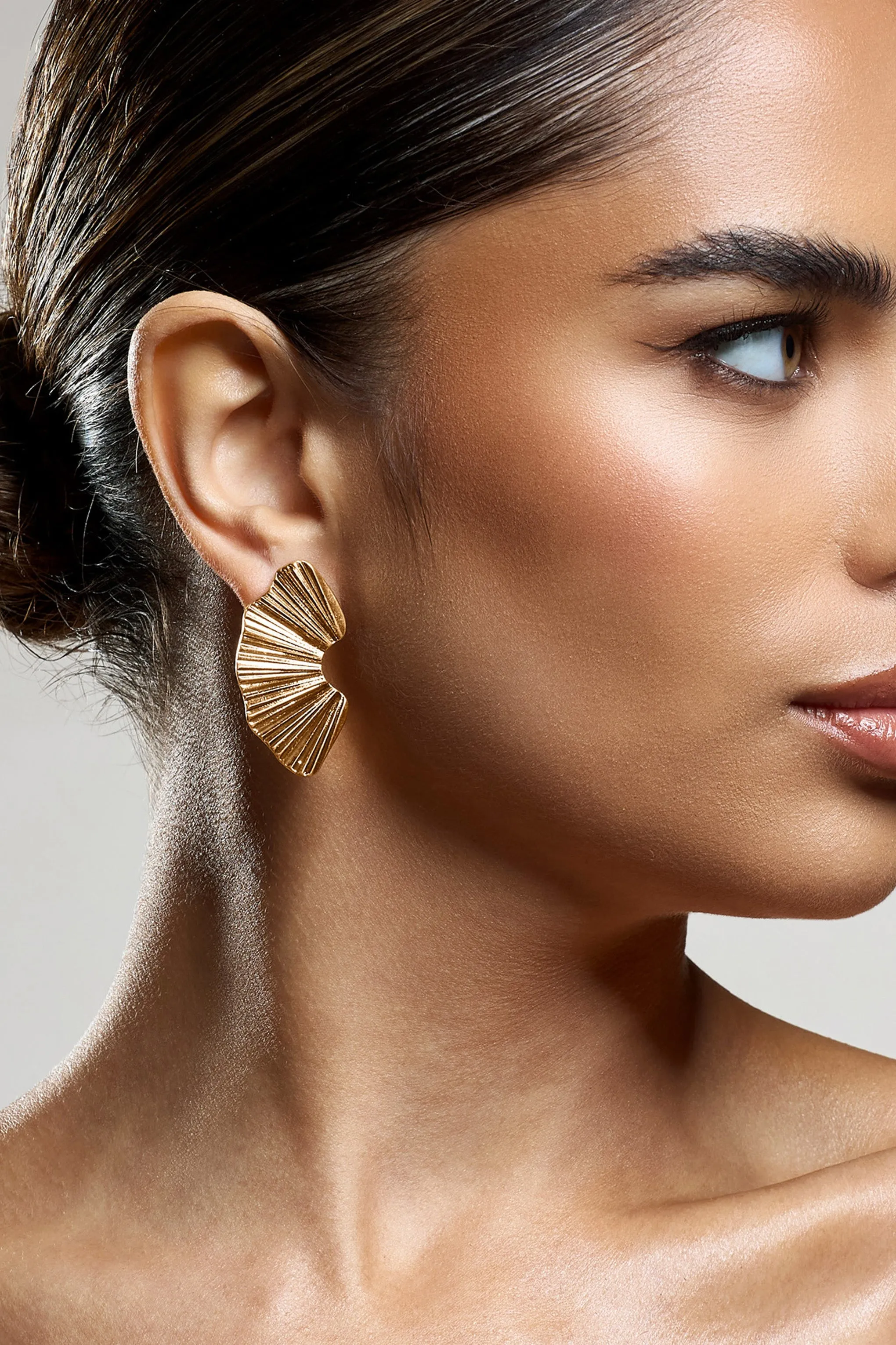 Lenten | Gold Abstract Ribbed Earrings