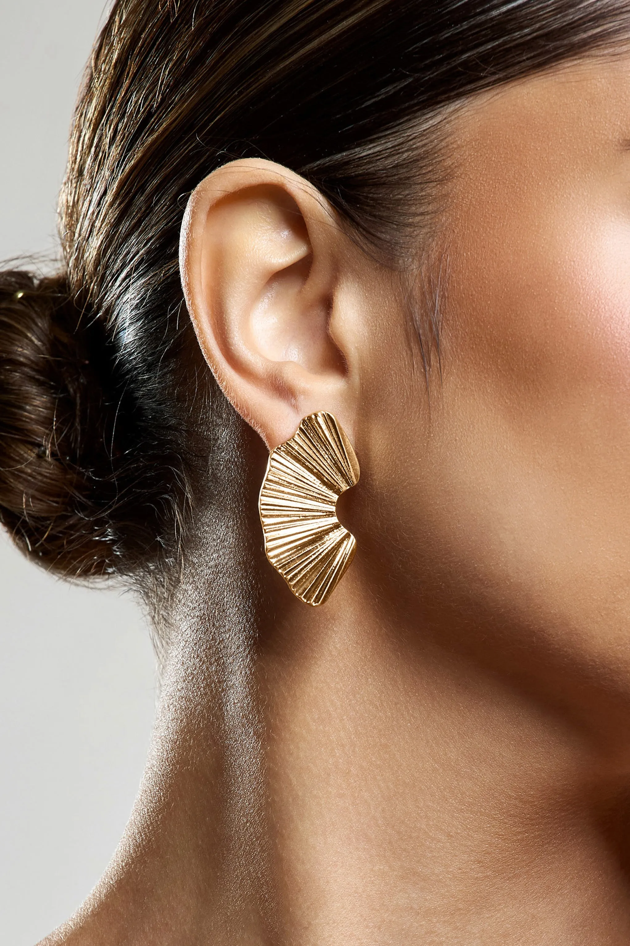 Lenten | Gold Abstract Ribbed Earrings