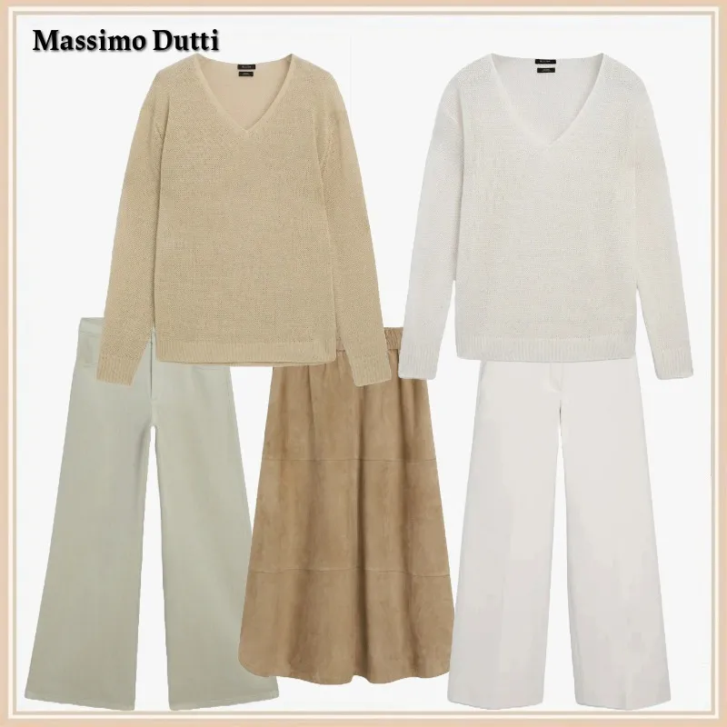 Massimo Dutti  |Casual Style Boat Neck Long Sleeves Plain Office Style