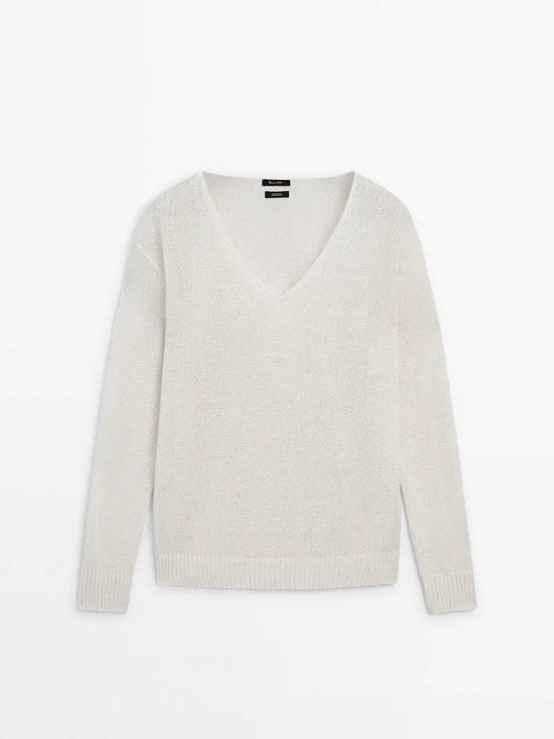 Massimo Dutti  |Casual Style Boat Neck Long Sleeves Plain Office Style