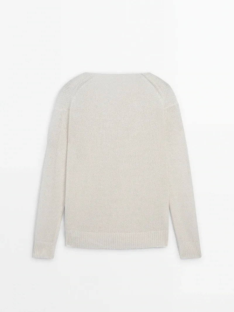 Massimo Dutti  |Casual Style Boat Neck Long Sleeves Plain Office Style