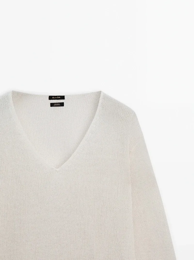 Massimo Dutti  |Casual Style Boat Neck Long Sleeves Plain Office Style