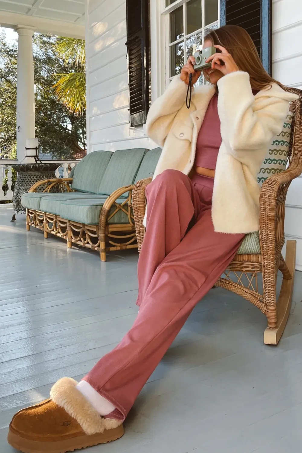 MAUVE RIBBED PALAZZO PANT SET