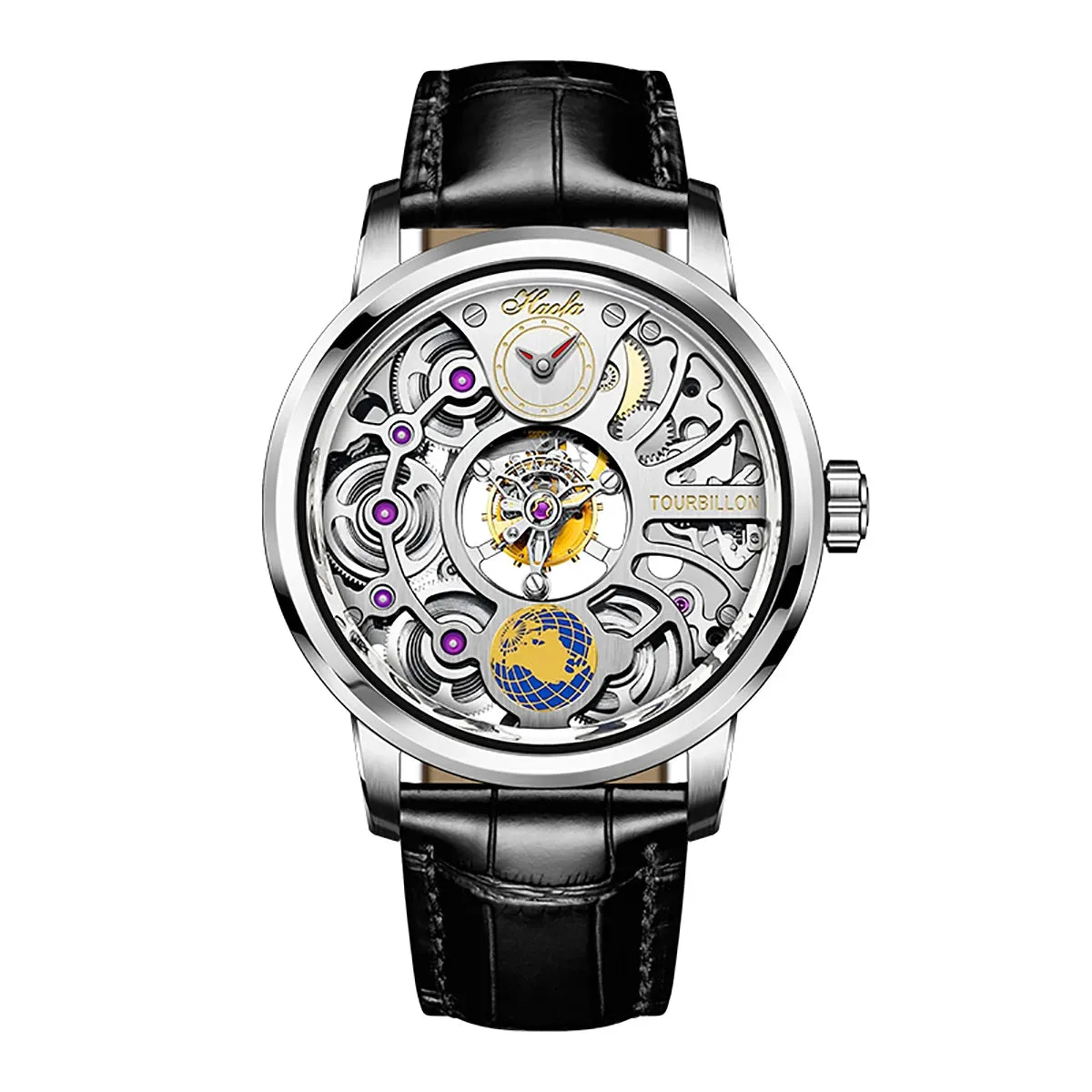 Men's Center Tourbillon Double Skeleton Manual 120H Power Reserve Watch