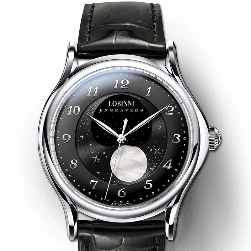 Men's Moon Phase Automatic Movement Luxury Mechanical Watch