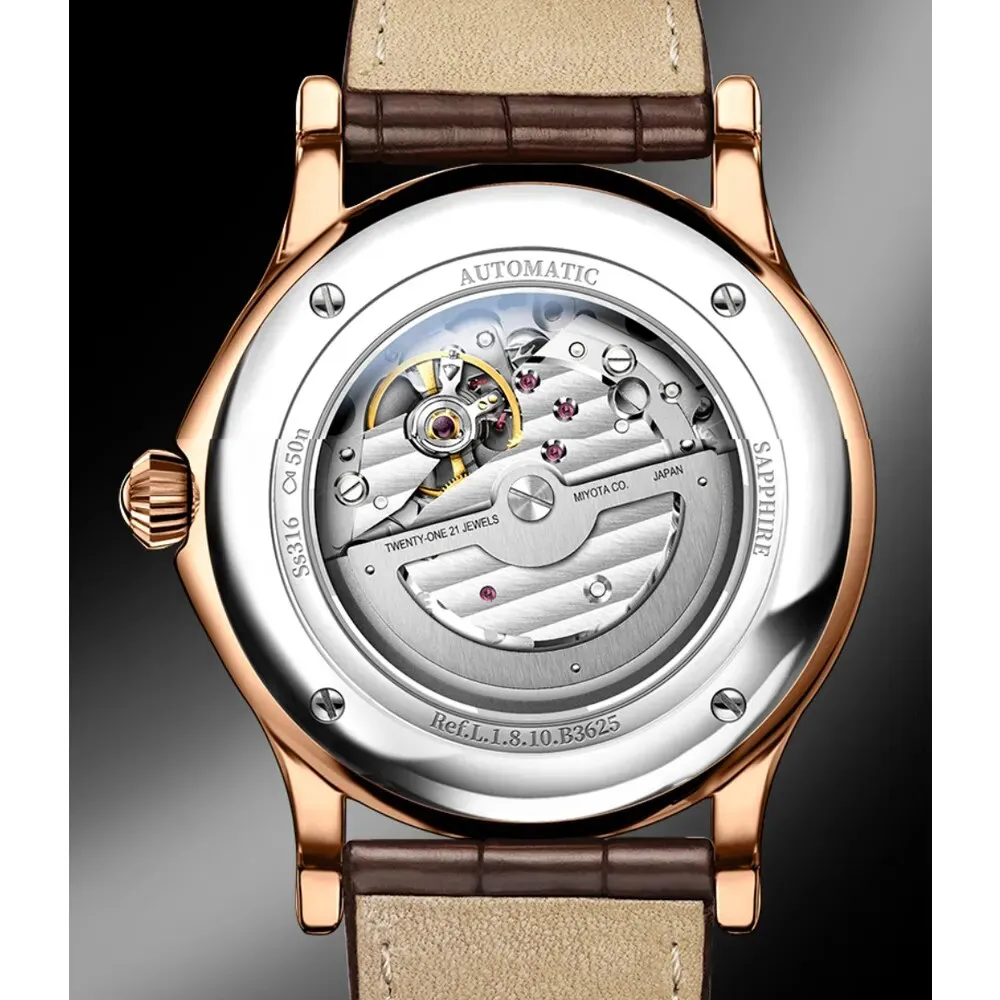 Men's Moon Phase Automatic Movement Luxury Mechanical Watch