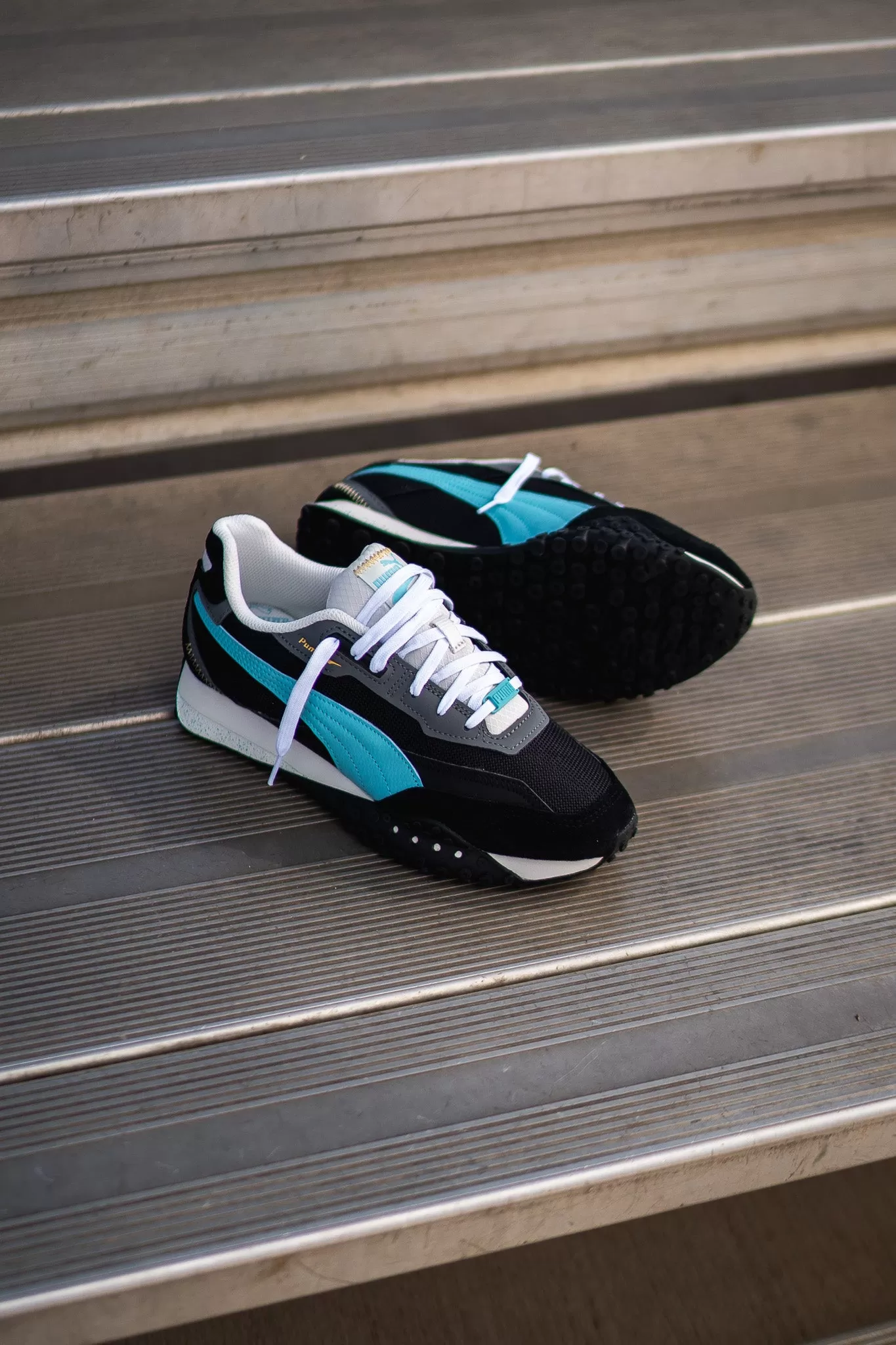 Mens Puma Blacktop Rider Lithium (Black/Team Aqua)