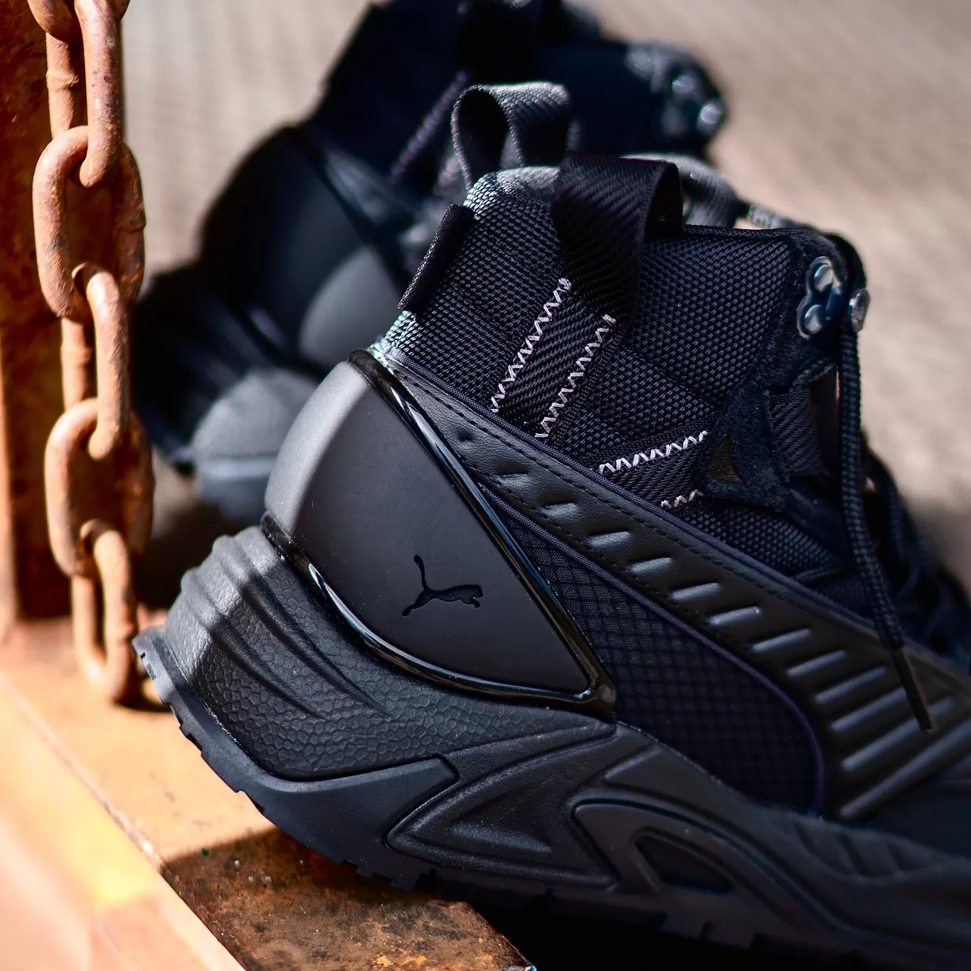 Mens Puma RS-Trck Mid Lifestyle (Triple Black)