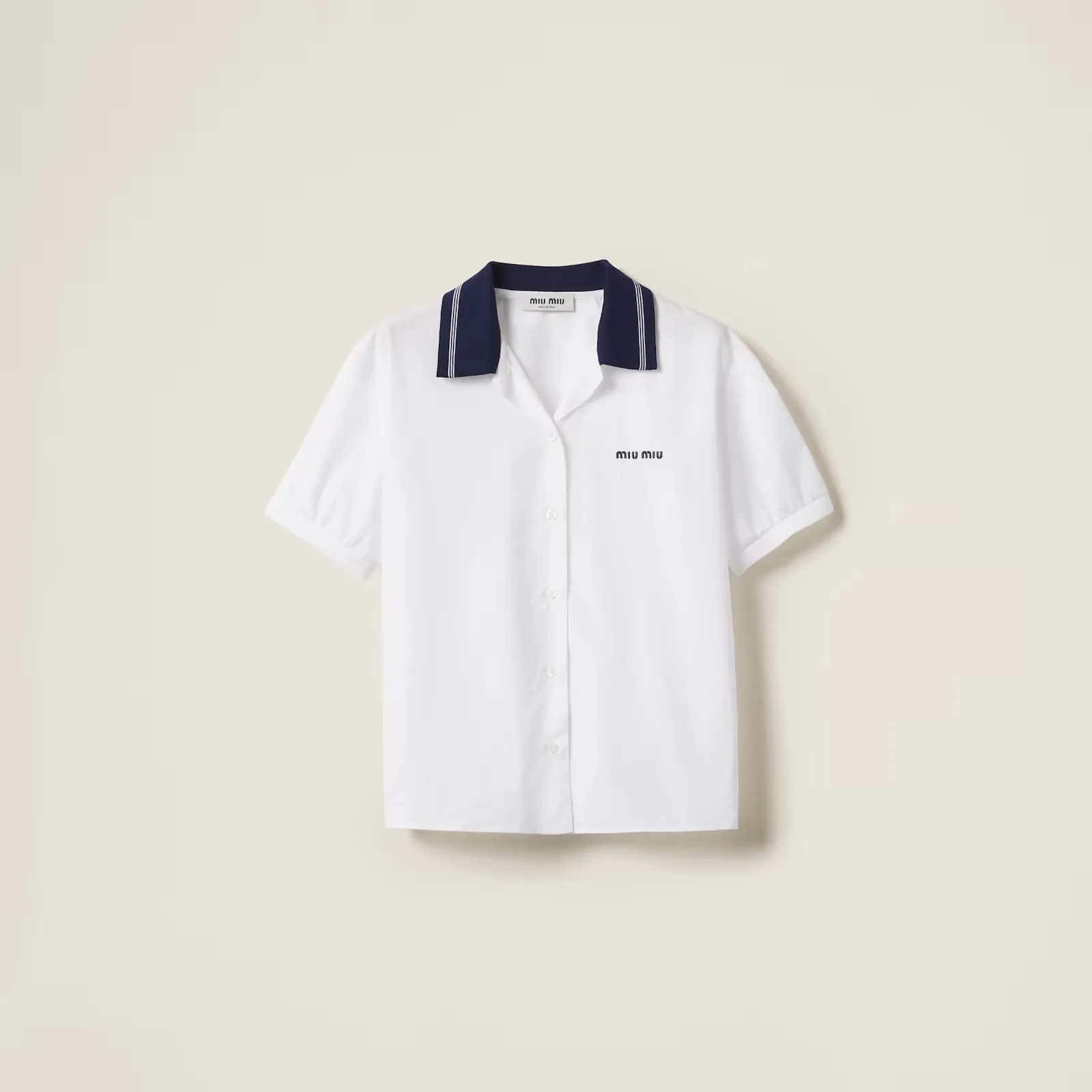 MiuMiu  |Casual Style Cotton Short Sleeves Elegant Style Bridal Logo