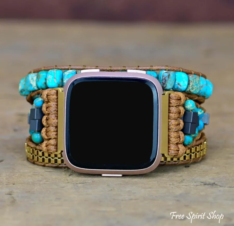 Natural Turquoise Howlite Beaded Fitbit Watch Band