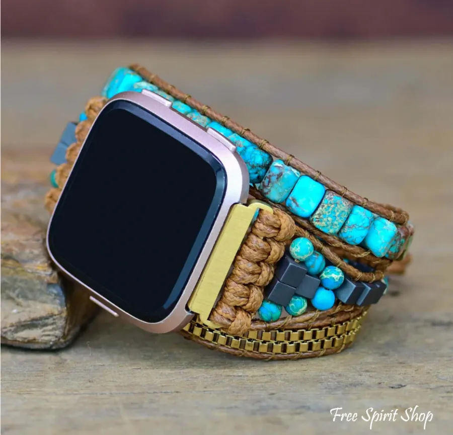 Natural Turquoise Howlite Beaded Fitbit Watch Band